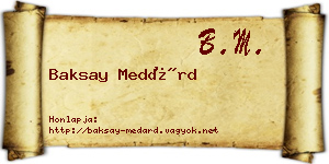 Baksay Medárd névjegykártya
